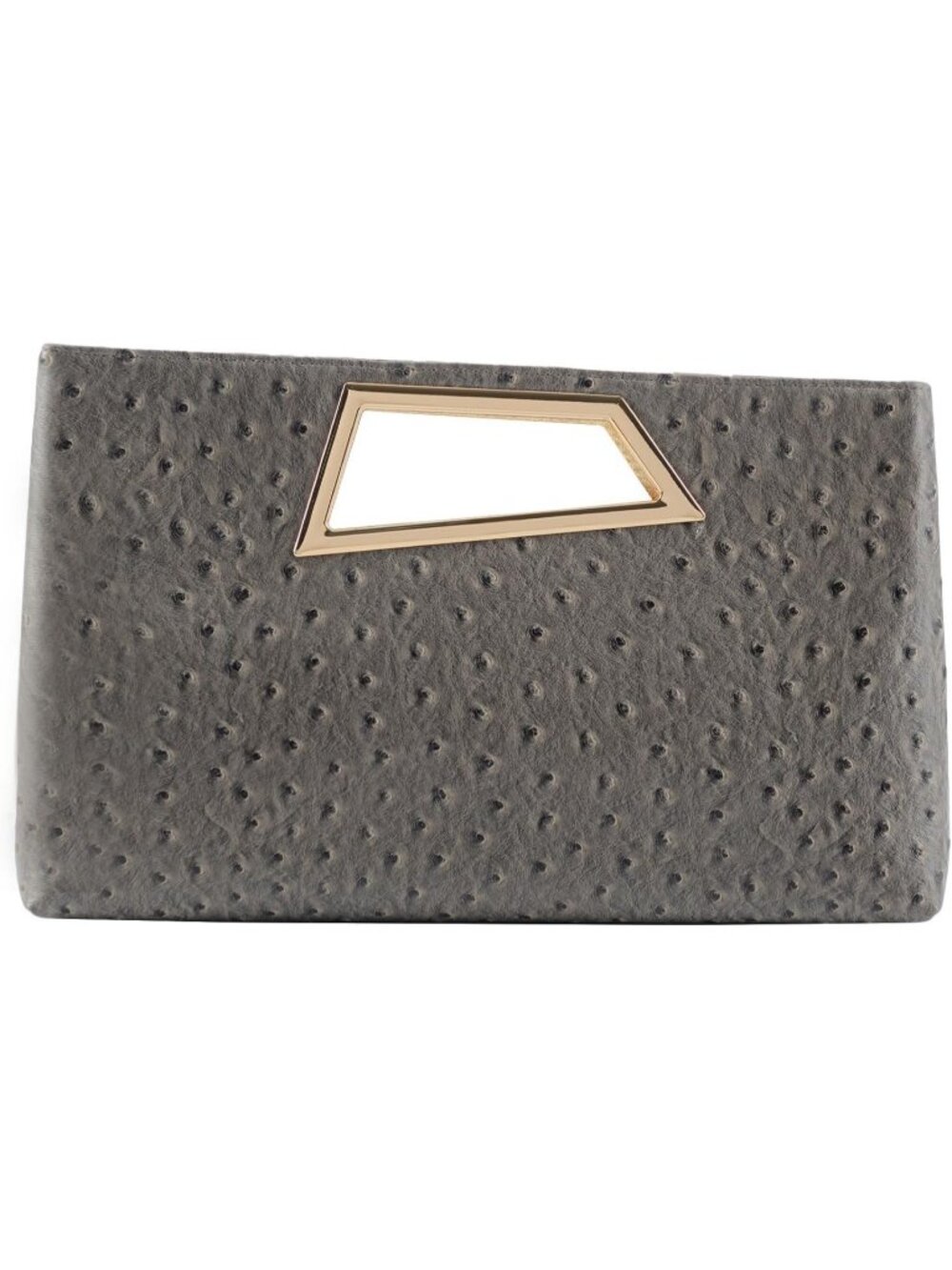 Women's Dark Grey Pu Leather Clutch Metallic Geo Top Handle Evening Bag Party